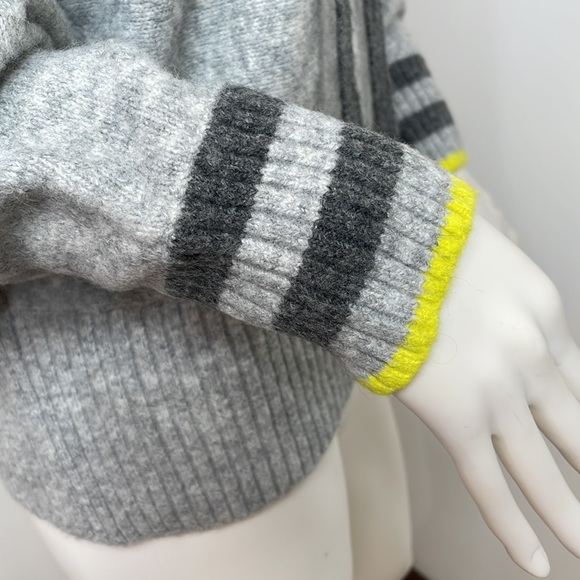 Pringle of Scotland x H&M Women’s Sweater S Grey Neon Yellow Cuff Hood Drawcord - Picture 6 of 16